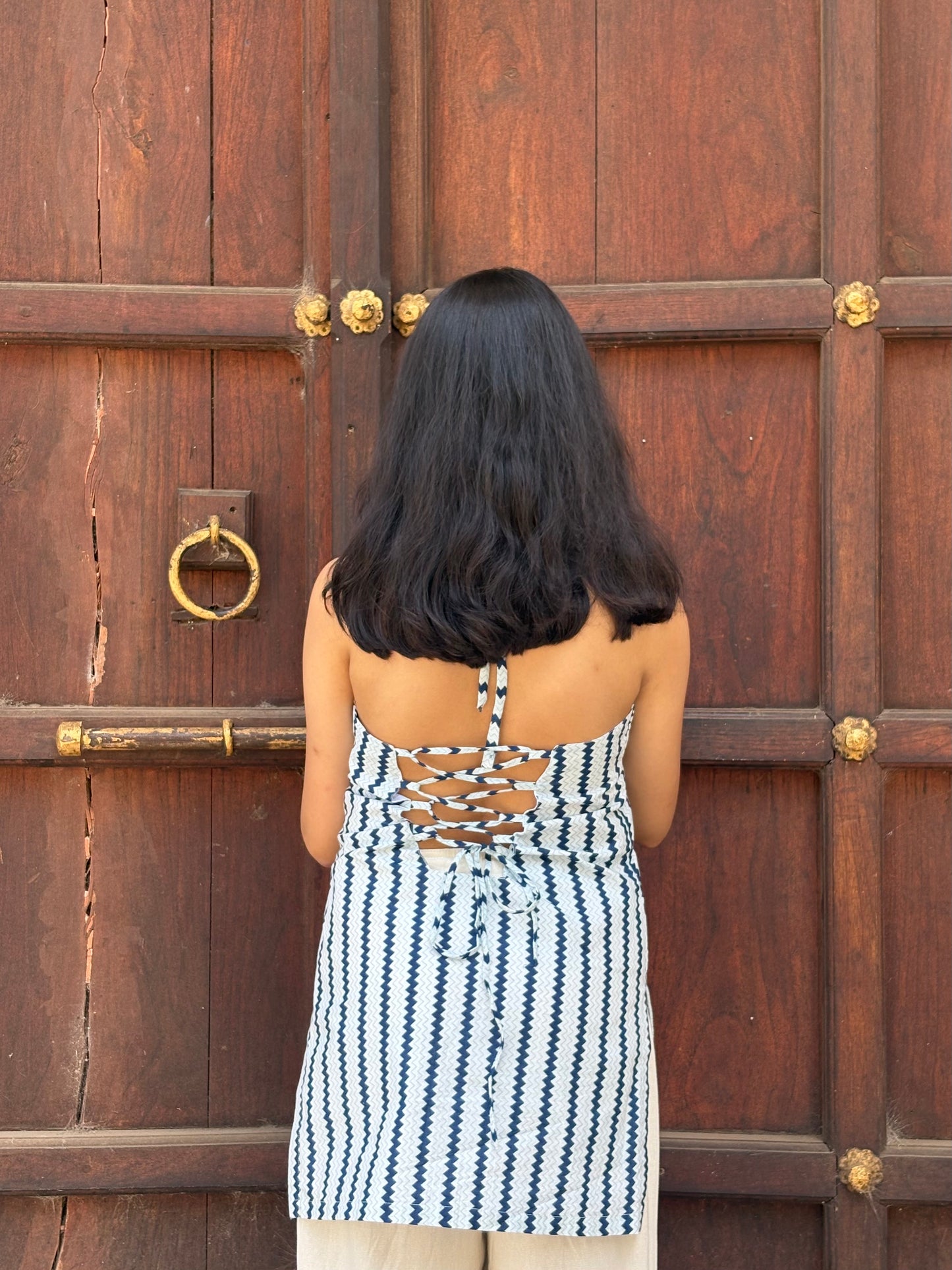 SAANJH - HALTER NECK BACKLESS KURTI