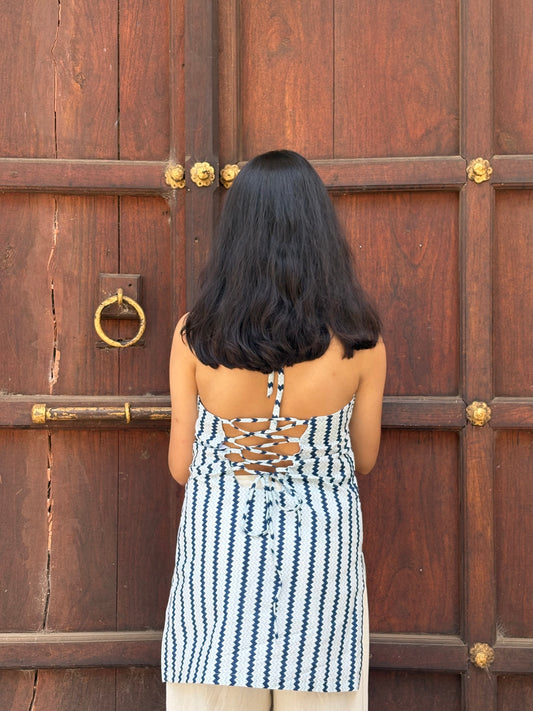 SAANJH - HALTER NECK BACKLESS KURTI