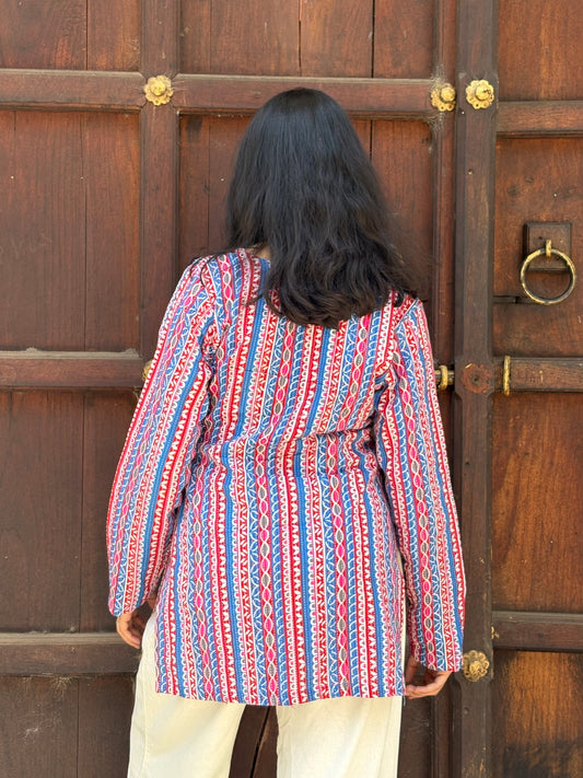 VANYA - FULL SLEEVE COTTON KIRTI WITH KATHA THREAD WORK
